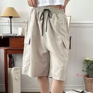 허리밴딩 넓은통 5부 반바지 카고 캐주얼룩 여름바지jkl626