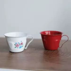 빈티지법랑 플라워 머그컵 캠핑 세트 카페 홀더 티머그 홍차잔 법랑 포피프롬플라워 캔들 KTZW022 360ml