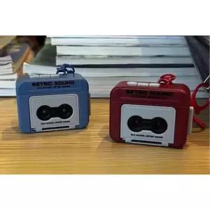 레트로 미니 녹음기 카세트 탐정용 재생기 키링 NEW 가능한 비밀 소형 레드 홀더 A blue