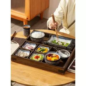 일본 가정식 식기트레이 플레이팅 덮밥 모란 나눔 싱글그리드 4TH 초봄 디핑접시 정갈한 잎 모양 접시 (돌 속의 비취)