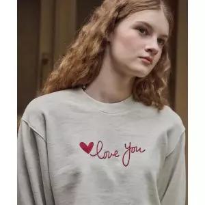꼼파뇨 STUDIO 러브유 체인 자수 스웨트셔츠 오트밀