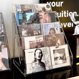 CD랙 앨범수납함 비닐레코드 미니디스크 컬렉션 디스플레이랙 CD테이프 투명수납랙 5 layer CD ra