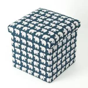 예쁜 보조의자 패브릭 수납의자 북극곰 스툴 사각수납의자