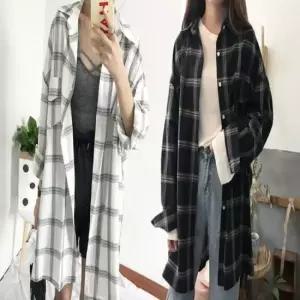 [SBD] 셔츠 기장감 여성 루즈핏 체크셔츠 롱 남방