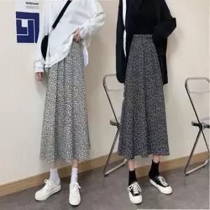 [SBD] 밴딩 스모크 플라워 치마 롱 스커트 A라인 고무줄