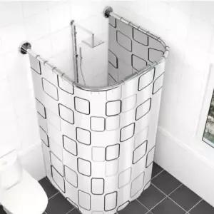 커튼봉 키밍 욕실 샤워커튼봉 ㄷ자 코너 곡선봉 실버 110cm