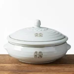 도자기 이천도자기 희고백자 뚜껑 찜기 대 그릇 식기 21cm
