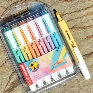 [문구/오피스] 스타빌로 슬림 파스텔 포켓클립 6색set 형광펜-스윙쿨