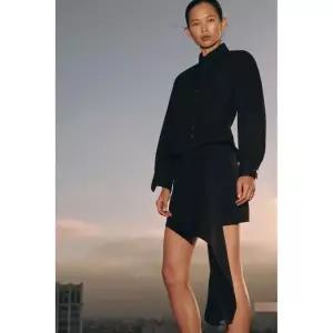 ZARA ZW 컬렉션 버튼 페플럼 셔츠 - 블랙 1116/325/800 146376