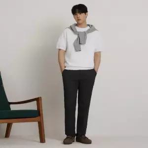 [백화점 정품] 빈폴 멘 리넨 혼방 옥스포드 스탠다드핏 팬츠 - 블랙 BC6221C065