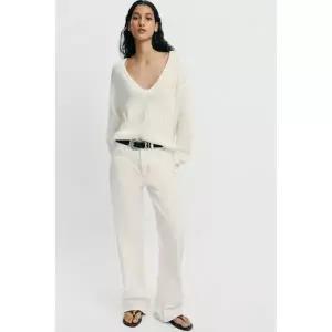 ZARA 브이넥 니트 스웨터 - 크림 2142/216/712 144254