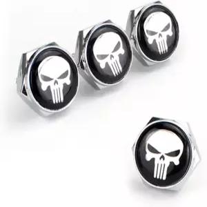 팩-4 번호판 나사 고정 키트 화이트 스컬 알루미늄 합금 자동차 방지 캡 트럭 오토바이 SUV용 프레임 장식