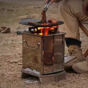 접이식 사각 난로 특대형 캠핑 차박   캠프파이어 바베큐 화로대 스토브