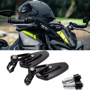 스즈키 혼다 야마하용 범용 오토바이 바 엔드 백미러 핸들 사이드 미러 타원형 알루미늄 7/8 인치 쌍