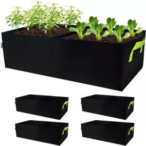 오로알 식물 재배 가방 5팩 원단 심는 배드 2홀 직사각형 야외 채소 꽃을 위한 10갤런 통기성 감자 토마토