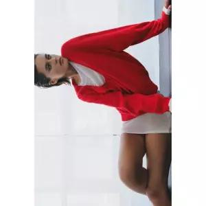 ZARA 딥 네크라인 니트 스웨터 - 레드 2756/026/600 144158