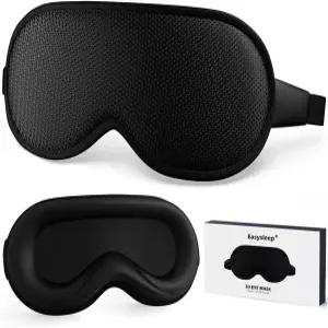 이지슬립 마스크 3D 컨투어 컵 슬리핑 100 빛 차단 기능과 조절 가능한 스트랩 부드러운 통기성 커버