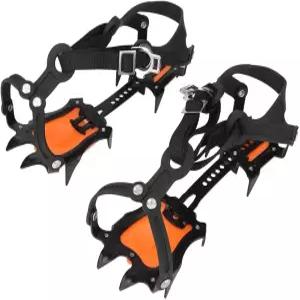 트랙션 스 클리츠 미끄럼 방지 10 이빨 스노우 크레파스 등산 클라이밍 캠핑 하이킹 부츠용 얼음 신발