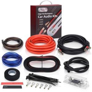 4 게이지 완전 차량 증폭기 설치 배선 키트, OFC 2채널 RCA 케이블 및 전체 액세서리가 포함된 프리미엄 CCA 자동차 오디오 시스템 케이블, 라디오, 서브우퍼 및 스피커, DIY에 전력 공급