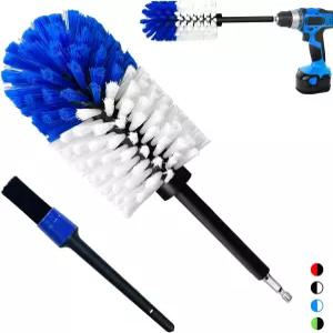휠 브러시 키트 소프트 드릴 클리너 림 엔진 배기용 고밀도 자동차 클리닝 세트블루/화이트 2Pcs