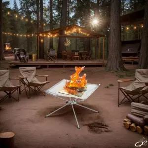 휴대용 야외 화로 접이식 강철망 또는 받침대 나무 난로 캠핑 용품 뒷마당 정원용