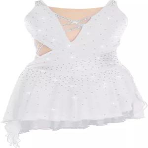 윈르찬 여성 피겨 스케이팅 드레스 라인스톤 서정적인 댄스 플로이 툴 스커트 레오타드 발레 댄스웨어