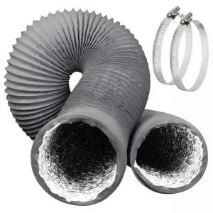 4인치 건조기 배기 호스 스테인리스 스틸 클램프 2개 알루미늄 호일 에어 덕트 단열 된 고내구성 파이프