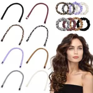 6 개/대 35cm 긴 부드러운 패브릭 새틴 열 없음 헤어 롤러 컬링로드 스카프 잠자는 컬 Flexi 막대 스타일링