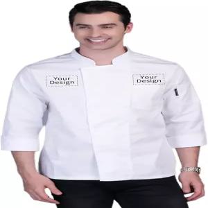 엔스테키 커스텀 셰프 코트 남성용 긴팔 클래식 재킷 호텔 주방 레스토랑 유니폼 더블 가슴살 포함