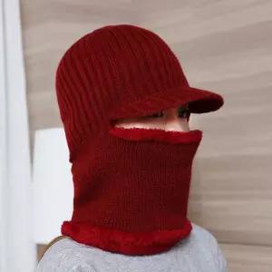 바라클라바 레드 남녀공용 모자 니트 목토시 넥워머 모자 털 방한 보온