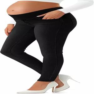 오크가든 여성 임산부 청바지 플러스 사이즈 스키니 스트레치 임신 캐주얼 데님 팬츠 포켓 포함