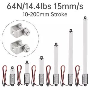 호환  12V 전기 리니어 액추에이터 101520253050150200mm 스트로크 15mms 64N 전기 왕복 리프팅 리니어 모