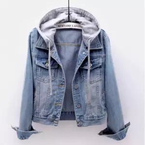 여자 탈부착 후드 청자켓 기본핏 데일리룩 여친룩