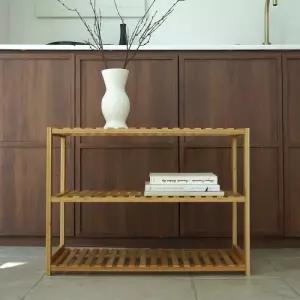 시앵 대나무 다용도선반 일반형3단 조립식 수납장 책장 원목선반