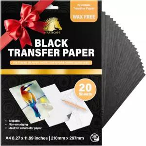 마이아트스케이프 흑연 전사 용지 20장의 블랙 시트 왁스 프리 지워짐 얼룩 드로잉 트레이싱 및 수채화