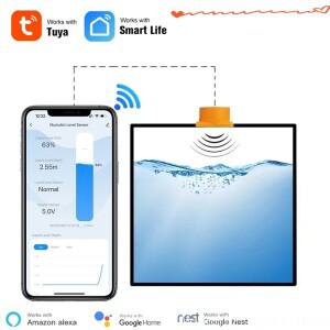 Tuya 스마트 와이파이 초음파 액체 레벨 물 실시간 탱크 모니터 센서 앱 무선 수위 알람