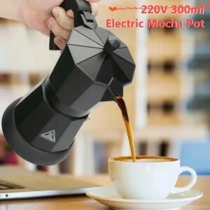 220V 480W 300ml 알루미늄 전기 모카 포트 이탈리아 커피 메이커 가정용 빠르고 편리한