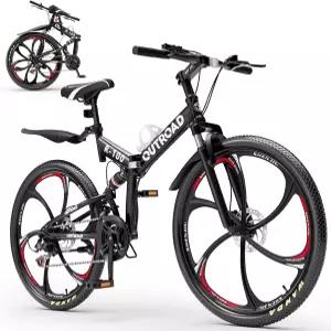 마크니그 26인치 접이식 자전거 /산악 풀 서스펜션 듀얼 디스크 브레이크 고탄소 스틸 프레임 남성용