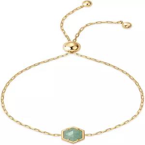 파보이 14K 골드 도금 육각형 보석 팔찌 여성용 내추럴 탄생석 9인치