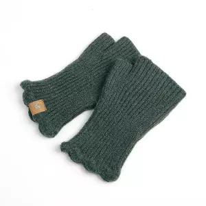 골지 니트 장갑 그린 외출 여자 반손가락 겨울용 따뜻한 손등 겨울용 여성