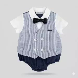 [압소바](의정부점)(26년 S/S 출산,백일선물) 드류 반소 바디슈트(네이비)//A1310636