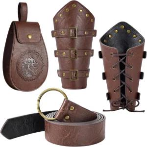 할로윈 LARP 코스프레를 위한 베렌루 3 PCS 르네상스 액세서리 바이킹 벨트 중세 빈티지 파우치 및 가죽