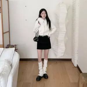 여자 코듀로이 뒷밴딩 벨트 미니스커트