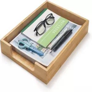 우드 레터 트레이 대나무 책상 종이 문서 잡지 파일용 나무 데스크톱 정리함