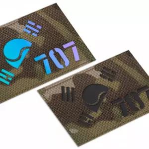 멀티캠 원단 레이저커팅 홀로그램 반 태극기 707 밀리터리 패치