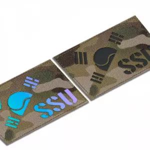 멀티캠 원단 레이저커팅 홀로그램 반 태극기 SSU 밀리터리 패치