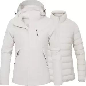 파이오니어 캠프 여성용 3 in 1 방수 스키 스노우 재킷 윈드브레이커 단열 패딩 라이너 겨울 레인코트