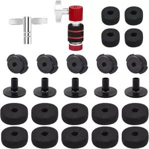 26PCS 심벌 교체 액세서리 표준 하이햇 클러치 스탠드 펠트 플라스틱 심벌즈 너트 슬리브 및 드럼 키 T자형