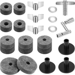 심벌 스탠드 펠트 하이햇 클러치 및 시트 패드 슬리브 윙 너트 와셔 T형 Z형 드럼 키 그레이가 포함된