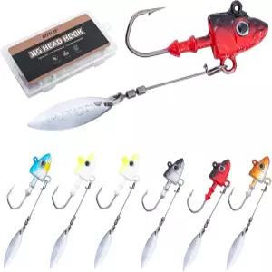 고투어 언더스핀 지그 헤드 민물 소금물용 윌로우 스피너 블레이드가 달린 컬러 스윔베이트 후크 송어 농어